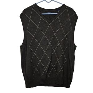 Consensus Men's XL Olive Green Argyle Diamond Cotton Sweater Vest